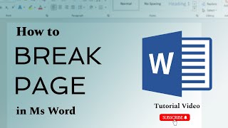 How to Break Page in MS Word  MS Word for Beginners [upl. by Proffitt]