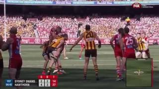 AFL 2014 Jarryd Rougheads tackle on Hannebery in the 2014 Grand Final [upl. by Arek]