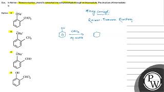 In Reimer  Tiemann reaction phenol is converted into salicylaldehyde through an intermediate [upl. by Olive]