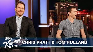 Tom Holland Surprises Chris Pratt [upl. by Ahsahs]