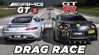 950PS Nissan GTR vs 907PS MercedesAMG GTS  DRAG RACE  Daniel Abt [upl. by Bird264]