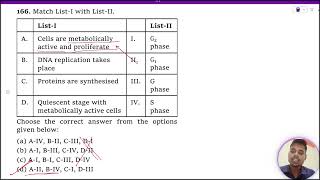 Match ListI with ListII ListI ListII A Cells are metabolically active and proliferate I G2 [upl. by Moises]