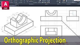 orthographic Projections in AutoCAD  MultiView 2D Drawing Tutorial Exercise 3 [upl. by Eilojne620]