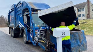 Republic Services Garbage Truck Packing Heavy Post Xmas Trash [upl. by Amadeus]