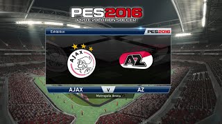 PES 2016  AJAX AMSTERDAM VS AZ ALKMAAR  EREDIVISIE MATCH SEASON 2016 [upl. by Hayotal473]