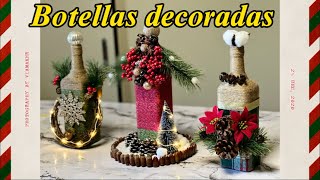 Botellas de vidrio decoradas para navidad manualidadesnavideñas botellasdecoradas navidad [upl. by Pozzy210]