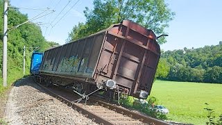 Entgleisung Waggon Güterzug Kirchberg Murr  Backnang 08082014 [upl. by Nogaem199]