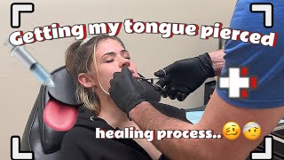 GETTING MY TONGUE PIERCED💉👅🥲 Healing process🤕 [upl. by Shute]