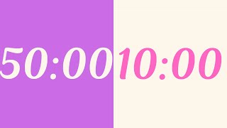 Countdown Pomodoro timer 50  10 x 3  3 hours study  No Music  6 x Cucko Alarm Pink [upl. by Sheela232]