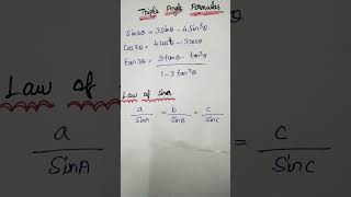 Trigonometry Formulas  Triple angle FormulasLaw of sinesHalf Angle Formulas [upl. by Zampardi]