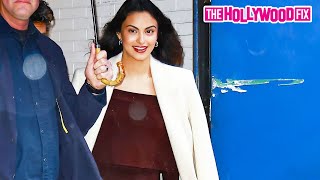 Camila Mendes amp Rudy Mancuso Joke With Paparazzi While Promoting Música At Good Morning America [upl. by Ffej]