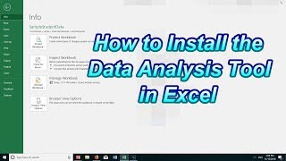 How to Install the Data Analysis Tool in Excel [upl. by Emlin]