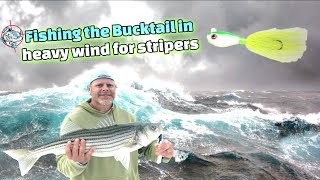 Fishing the bucktail for stripers in heavy wind vs tide [upl. by Alban]