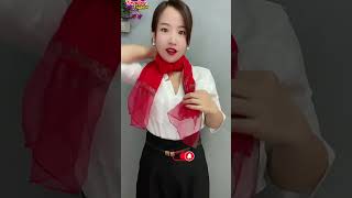 Bonny scarf tie tips 🎀 How to wear a silk scarf 窍小门 丝巾系法 scarf silkscarf fashion shorts [upl. by Kaye]