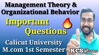 Management Theory and Organizational BehaviorImportant QuestionsCalicut University Mcom 1st Sem [upl. by Lamrouex327]