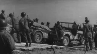 Strafing Planes and German Woman Soldiers 86th Division Crosses the Danube Infantry Support Raft [upl. by Ddet]