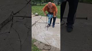 how to break concrete with jack hammer makita hm1810 [upl. by Nomannic399]