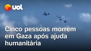 Gaza Pessoas morrem após serem atingidas por lançamentos aéreos com pacotes de ajuda humanitária [upl. by Dorotea]