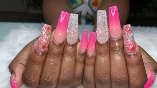 All Acrylic No Polish  Acrylic Nails Tutorial  Color Acrylic Ombré Nails [upl. by Assirek]