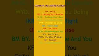 Common SMS Abbreviations  daily use english sentences [upl. by Mutat]