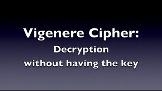 Vigenere Cipher  Decryption Unknown Key [upl. by Willabella]