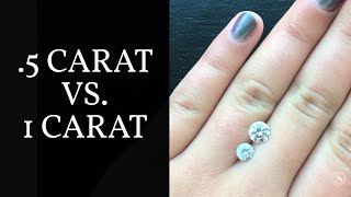 Diamond Size Comparison 05 carat vs 1 carat Round Shape Stones [upl. by Imar537]