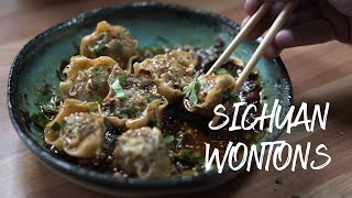 Sichuan Wontons  Wontons Covered in a Mouth Numbing Chilli Sauce [upl. by Omiseno]