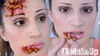 DIY FX Prótesis de gusanos maquillaje  How to Maggot worms prosthetic látex makeup [upl. by Agneta]