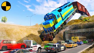 Trains and Car Crashes 5 😱 BeamNGDrive [upl. by Islek816]