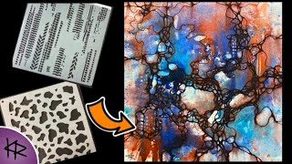 Reverse Stenciling WATERCOLOR demonstration Easy amp Fun Art Journal Abstract Background [upl. by Stoddart445]