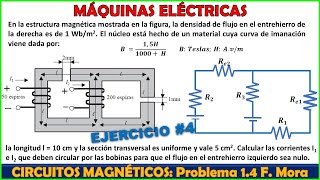 CÁLCULO DE CORRIENTE EN BOBINAS  CIRCUITO MAGNETICO CON ENTREHIERRO  Problema 14 F Mora [upl. by Preston]