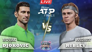 DJOKOVIC N VS RUBLEV A MATCH  1  NITRO ATP FINALS djokovic rublev tiebreak tennis atpfinals [upl. by Ennovyhc]