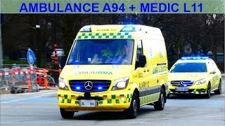 RTW A94 NEF L11 hovedstadens beredskab region hovedstaden ambulance i udrykning [upl. by Eninnaej]