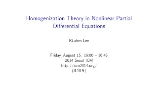 ICM2014 VideoSeries IL105 Kiahm Lee Aug15Fri [upl. by Gladis]