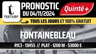 Pronostic teeturf PMU Quinté du jour GRATUIT  04 NOVEMBRE 2024  R1C3  13h55  Fontainebleau [upl. by Ule58]