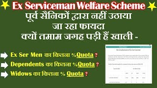 Ex Serviceman Welfare Scheme  ESMDependents amp Widows का कितना  Quota क्यों vacancy हैं खाली [upl. by Strephon]