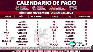 Calendario de pago Bienestar Noviembre  Diciembre [upl. by Yrrek]