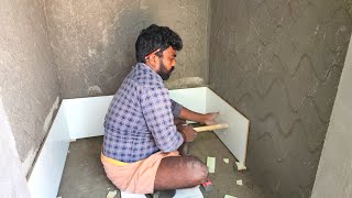 Excellent work in Bathroom Wall And Floor tile installation process Easy and Fastest Construction [upl. by Tiernan]