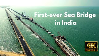 Aerial Tour of Indias First Sea Connection Journey Across Pamban Bridge [upl. by Araz]