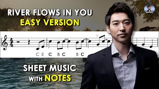 River Flows In You  Sheet Music with Easy Notes for Recorder Violin  Piano Backing Track [upl. by Rogerson]