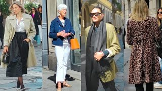 SPRING FASHION 🇮🇹 ELEGANT LOOKS ALL AGES  MILANS STREET STYLE whatarepeoplewearing nyfw vogue [upl. by Martineau]