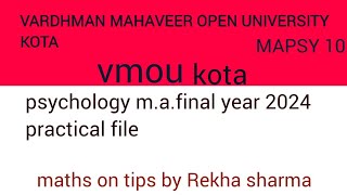 Vardhman university kota vmou psychology mafinal year practical file 2024 [upl. by Kory]