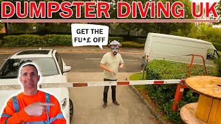 DUMPSTER DIVING UK STAFF CONFRONTATION UNSEEN FOOTAGE GET THE FK OFF MY PROPERTY [upl. by Tegdirb]