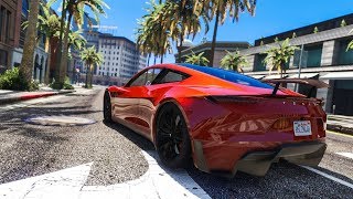 CRAZY REAL LIFE CAR STUNT  GTA 5 Tesla Roadster Mod [upl. by Pat]