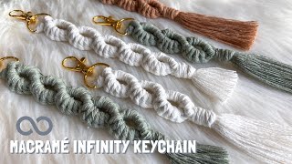 DIY  Macrame INFINITY keychain tutorial  llaveros en macrame  마크라메 키링 [upl. by Teddi]