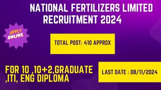 National Fertilizers Limited Vacancy 2024  NFL Recruitment 2024 [upl. by Navac751]