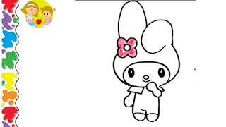 How to draw my melody💓💞  Sanrio  cute easy melody drawing tutorials  easy melody drawing [upl. by Hanni]