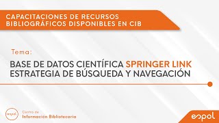 BASE DE DATOS CIENTÍFICA SPRINGERLINK [upl. by Thibaut]