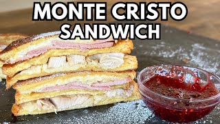 Monte Cristo Sandwich  Best Griddle Sandwich Weve Made in a While  Use Leftover Turkey and Ham [upl. by Ahsienyt]