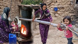 From the cold of winter to the warmth of the house installation of a heater by a nomadic woman [upl. by Anod]